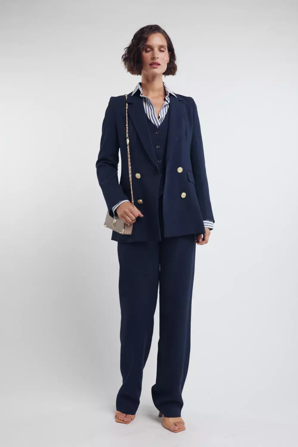 Double Breasted Blazer (Navy Linen)