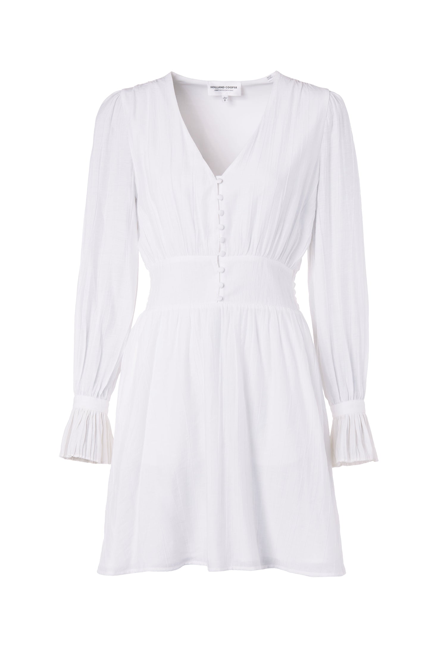 Phoebe V-Neck Mini Dress (White)