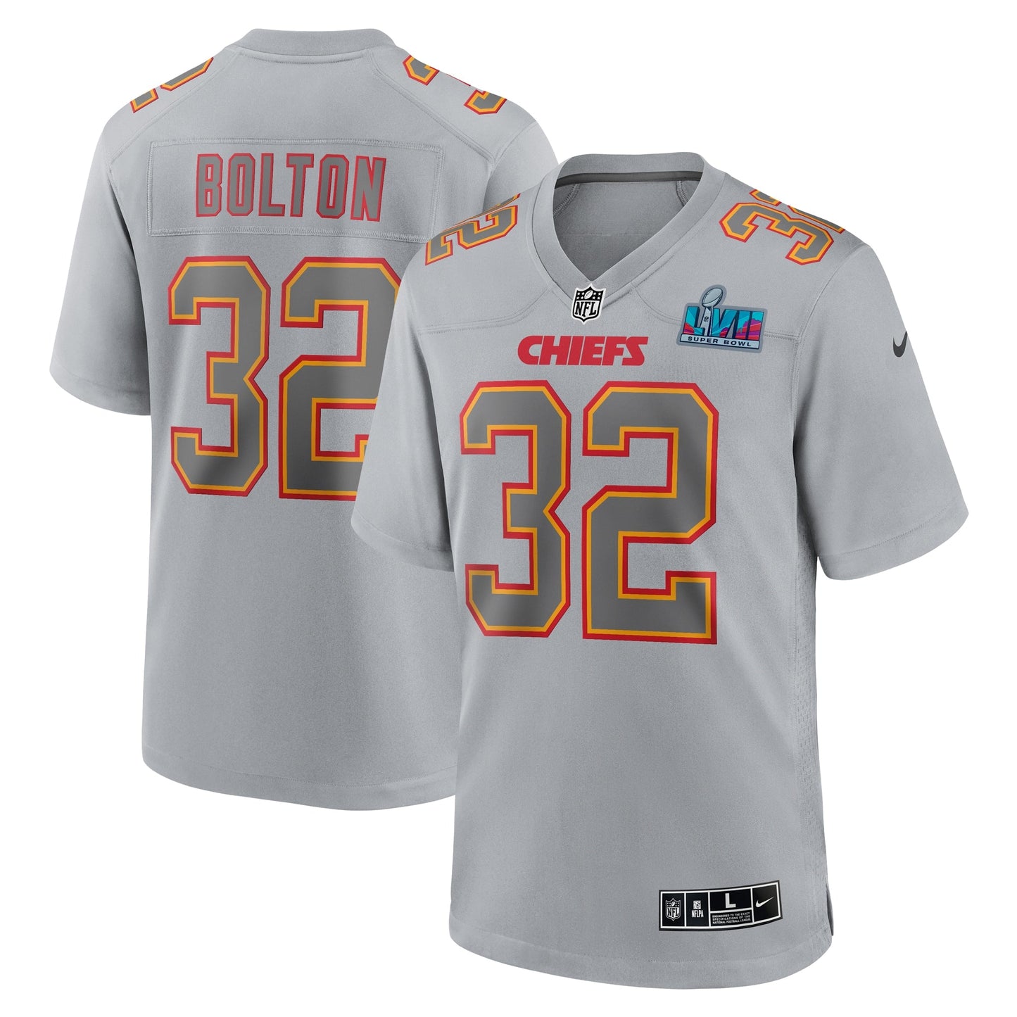 Nick Bolton Kansas City Chiefs  Super Bowl LVII Patch Atmosphere Fashion Game Jersey - Gray