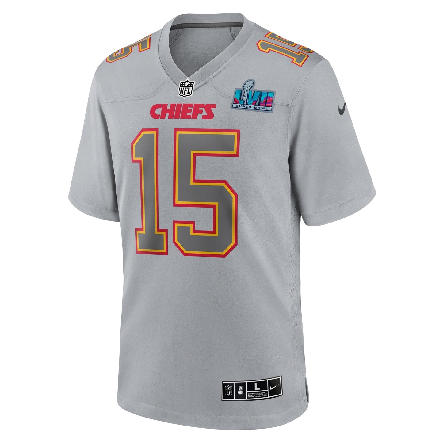 Patrick Mahomes Kansas City Chiefs  Super Bowl LVII Patch Atmosphere Fashion Game Jersey - Gray