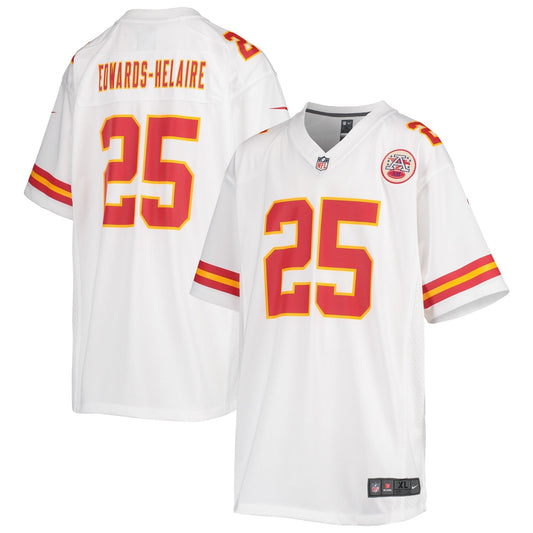 Youth  Clyde Edwards-Helaire White Kansas City Chiefs Game Jersey