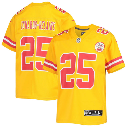 Youth  Clyde Edwards-Helaire Gold Kansas City Chiefs Inverted Team Game Jersey