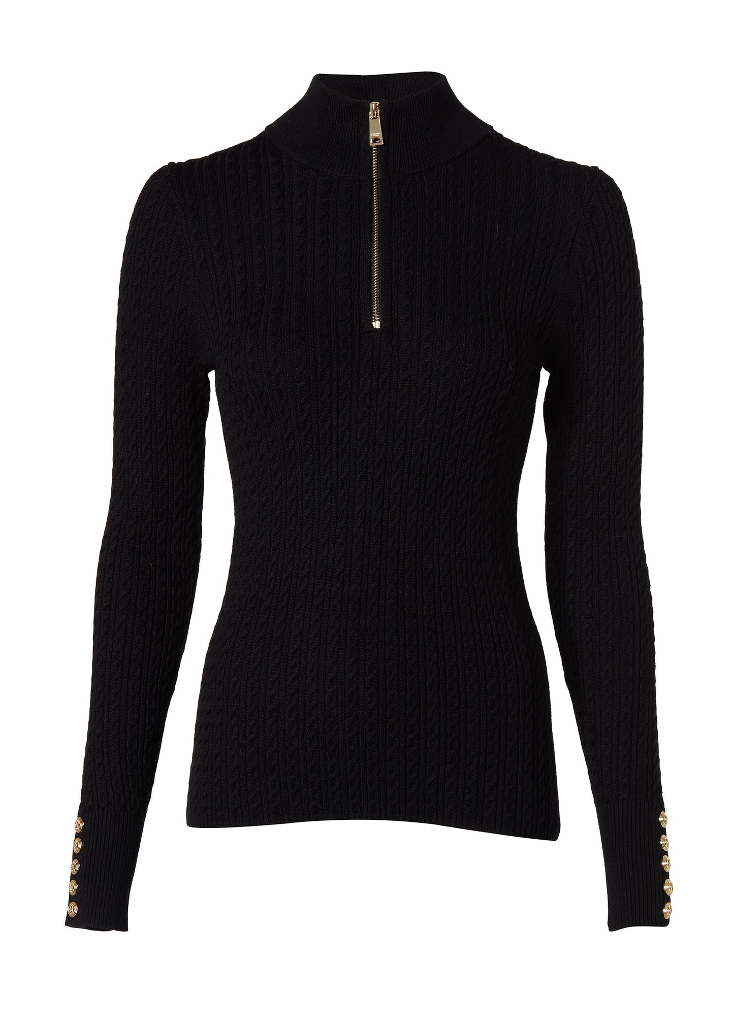 Ava Half Zip Knit (Black)