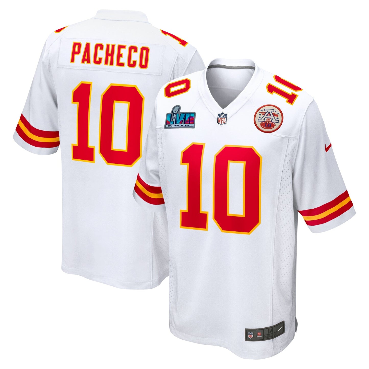 Isiah Pacheco Kansas City Chiefs  Super Bowl LVII Patch Away Game Jersey - White