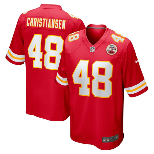 Men's  Cole Christiansen Red Kansas City Chiefs Game Player Jersey