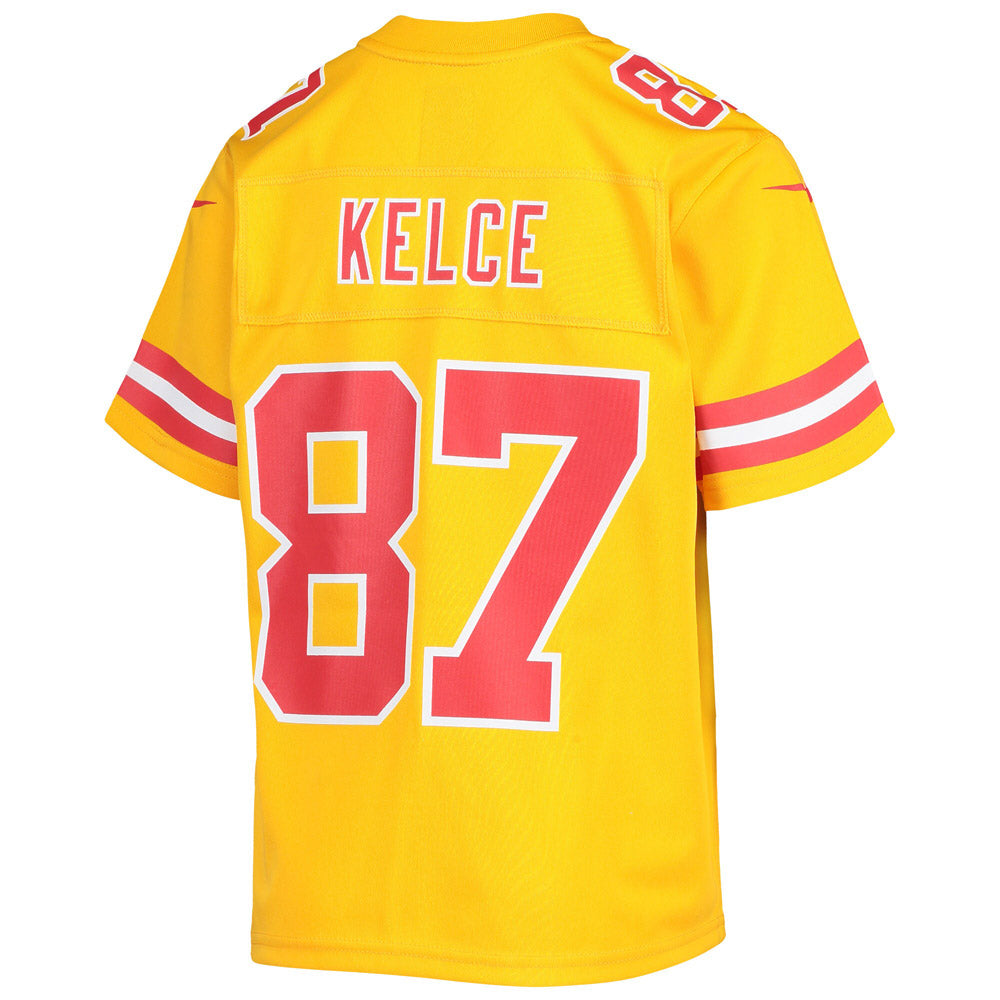 Youth Kansas City Chiefs Travis Kelce Inverted Team Game Jersey Gold