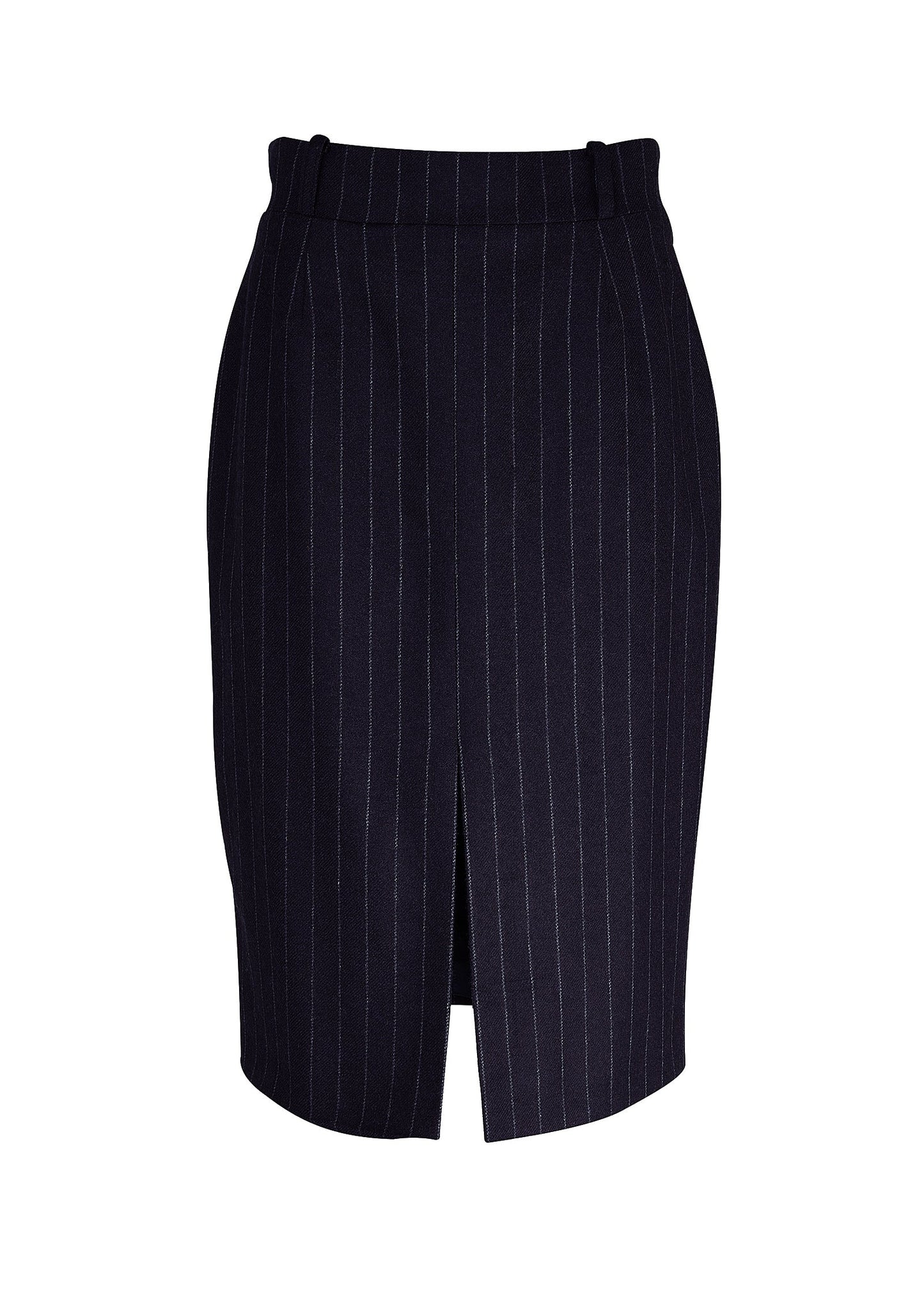 Mayfair Pencil Skirt (Navy Chalk Pinstripe)