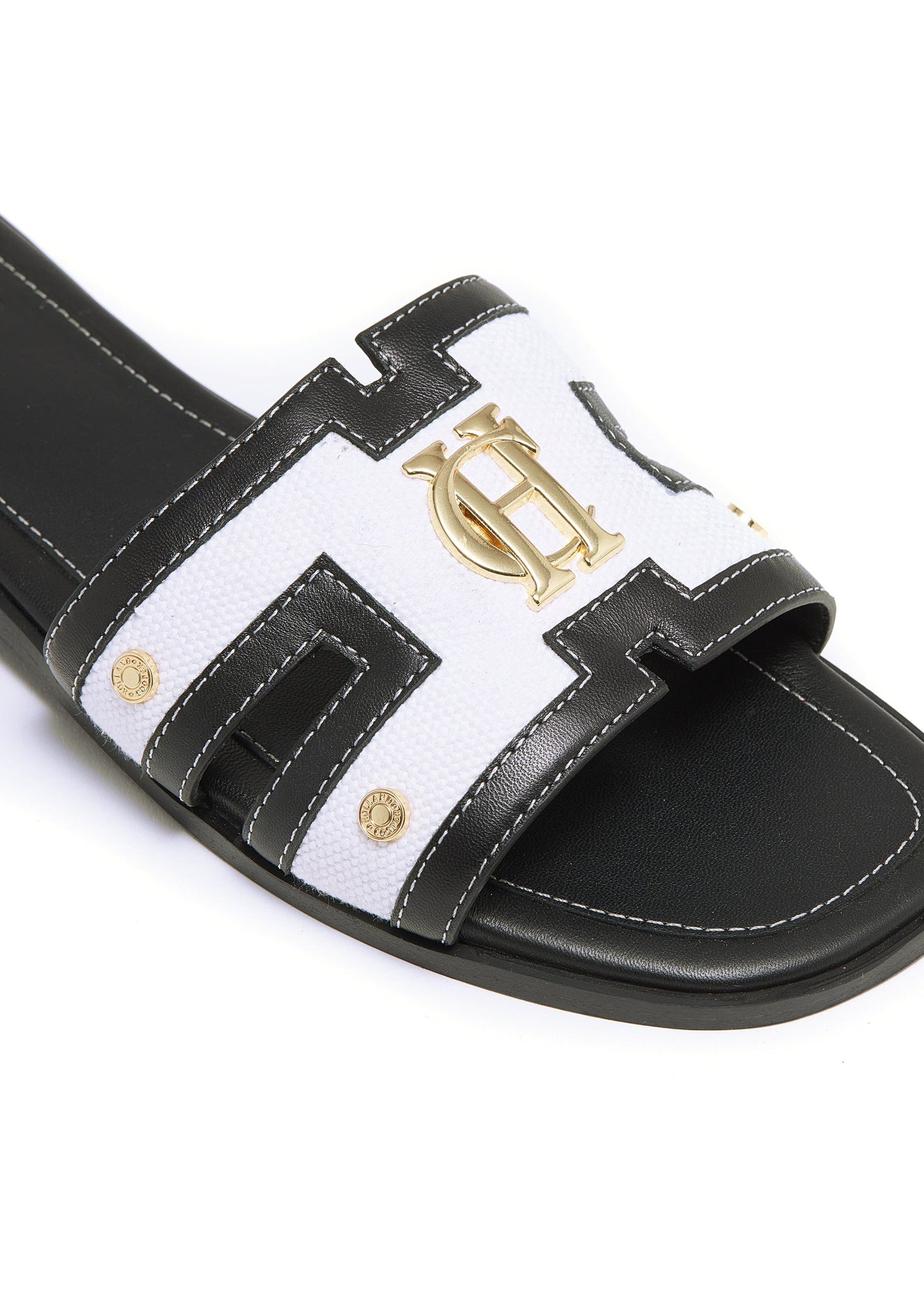 Monogram Slides (Black Canvas)