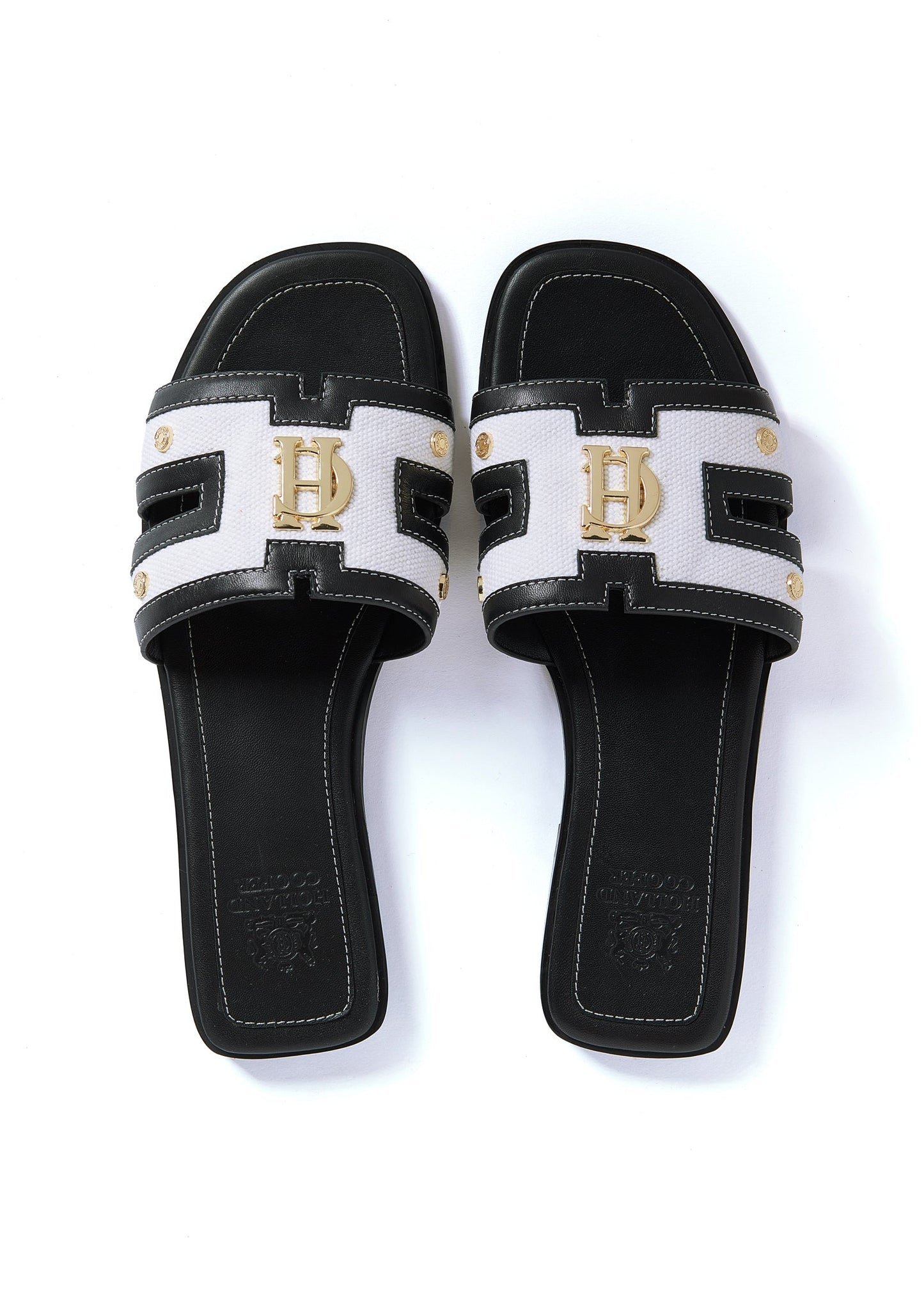 Monogram Slides (Black Canvas)