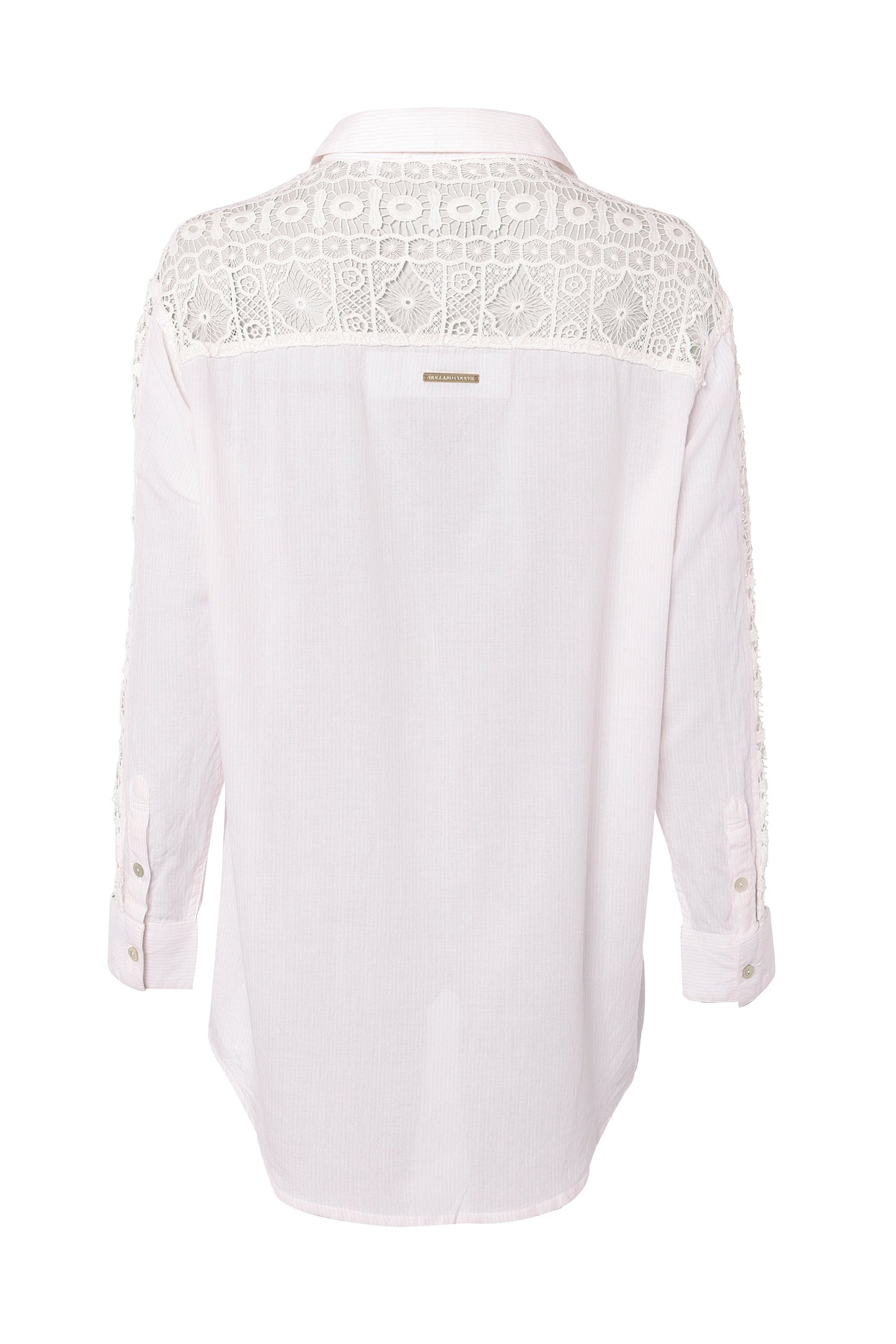 Oversized Cotton Lace Shirt (Pink Stripe)