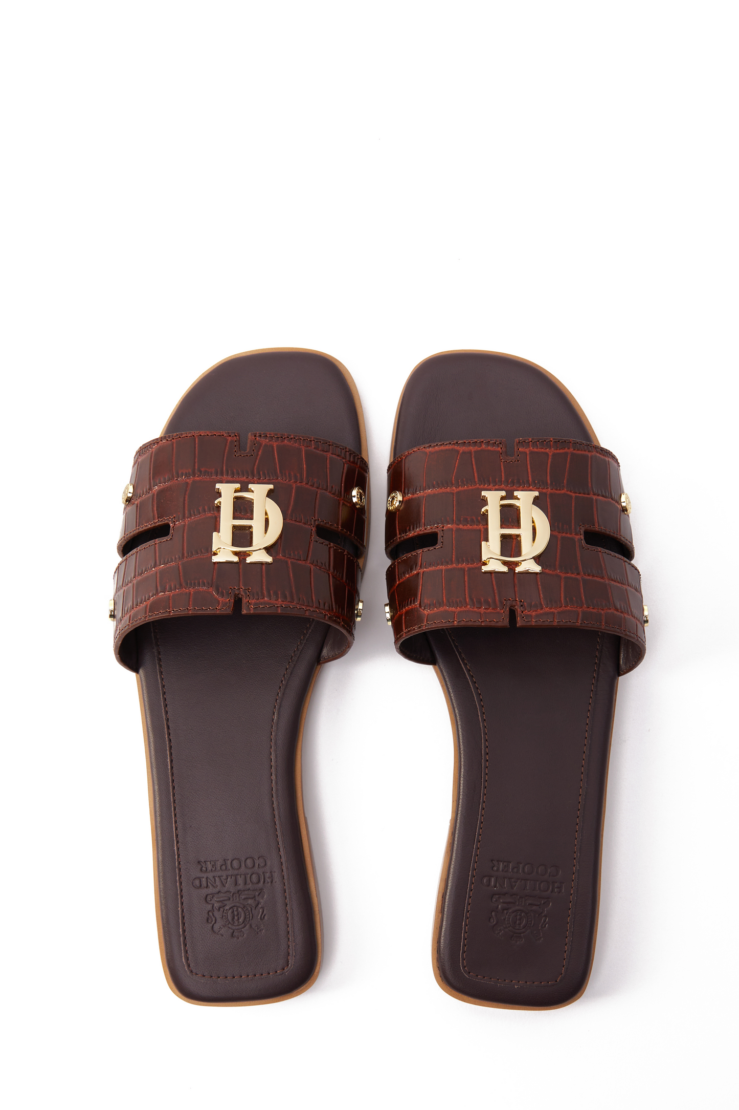 Monogram Slides (Chocolate Croc)