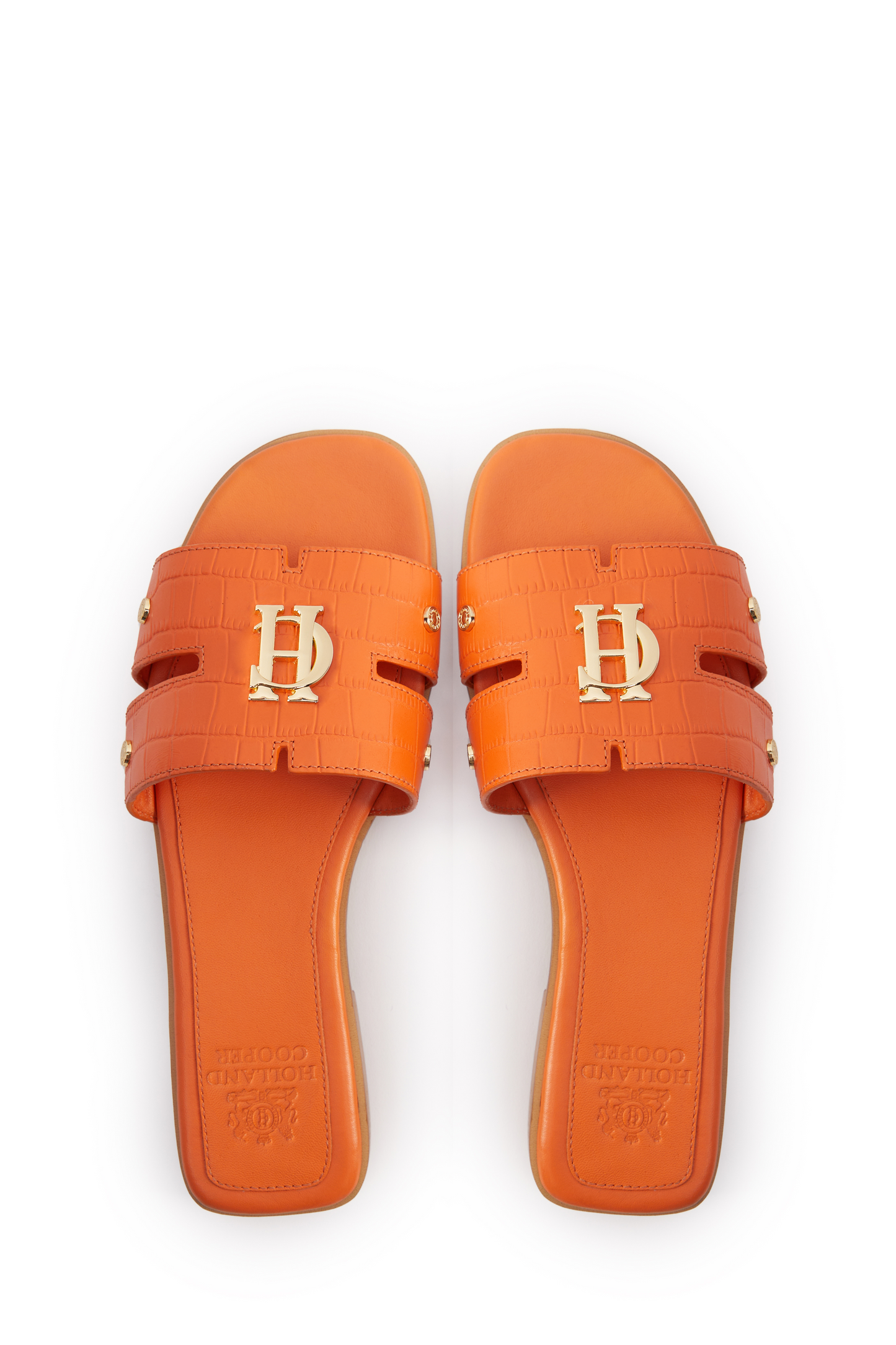 Monogram Slides (Orange Croc)