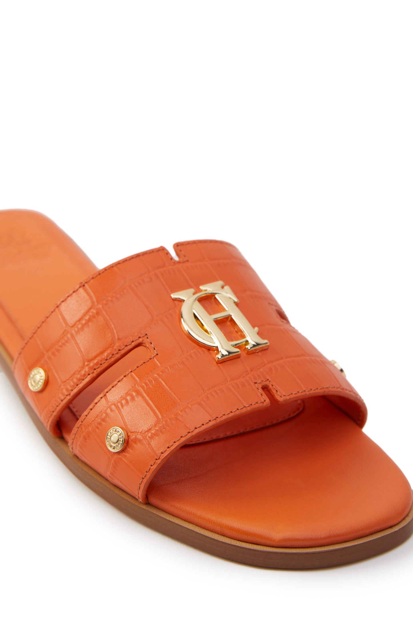 Monogram Slides (Orange Croc)